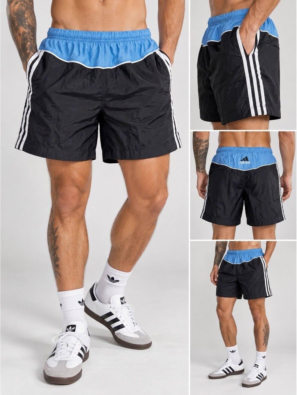 Vintage Adidas Shorts Mens Medium Blue 1990s 90s Soccer Football Colorblock
